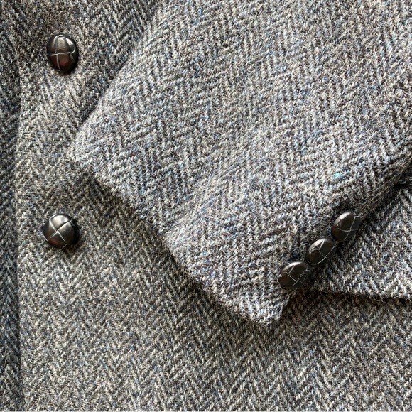 Vintage Harris Tweed Sport Blazer Jacket Scottish Wool Lined Pockets 40R Grey - Picture 7 of 12